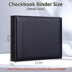 Antner 3 Ring Personal Check Binder for 3-on-a-Page End-Stub Deskbook & Personal 3 Holes or 9 Holes Small Size Checks, PU Leather Check Holder Checkbook Binder Cover with Zipper Pouch, Black