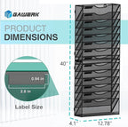 Gawerk 15-Tier Wall File Organizer Hanging Wall File Holder Wall Mount Paper Folder Organize, Mesh Magazine Document Mail Organizer Wall Organizer for Office School Home, Black