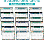 Desk Calendar 2026, 21 Months Calendar Runs from October 2025 to June 2027 - Large 17" x 12" Desktop/Wall Monthly Desk Planner for Home School, or Office - Floral