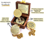 Trust in The Lord With All Your Heart - Proverbs 3:5-6 Quote Engraved Compass With Wooden Box, Greeting Card, Gift Compass, Graduation Day Gifts 2024 for Women Men Boys Girls