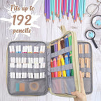 VASCHY Colored Pencil Case, Corduroy Large Pencil Pouch for Art Pens Markers Gel Pens Big Holder Organizer Fits 192 Pencils for Girls Women Camel