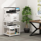 Fannova Printer Stand, 25.6" x 23.6" x 30.9" Extra Large Printer Table with Adjustable Storage Shelf, 3 Tier Rolling Printer Cart with Industrial Wheels for Home Office, White