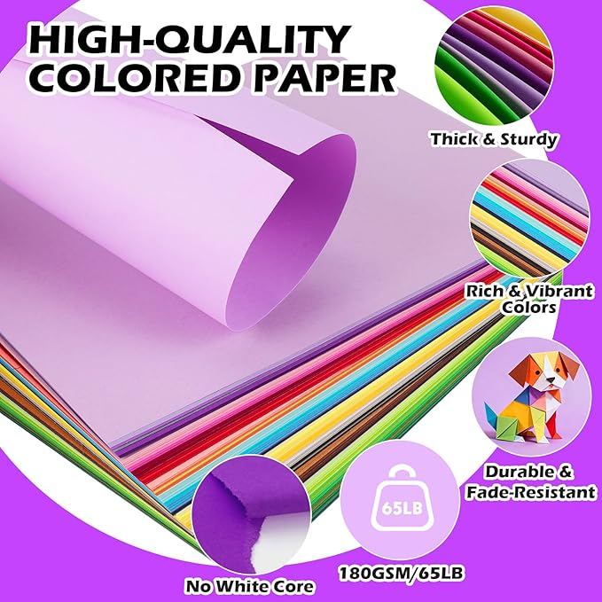 320 Sheets 8.5" X 11" Colored Cardstock, 80 Assorted Colors 180 GSM/65 LB Construction Paper Card Stock Printer Paper for Printing, Card Making, DIY Crafts, Kids School Supplies,Party Decorations
