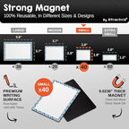 Attractivia Dry Erase Magnetic Labels 2.8 x 1.8 in, Pattern Borders, Small Dry Erase Magnets, 40-Pack, Colored Erasable Write-On All-Purpose Labels, for Office, Education, Home, Whiteboard