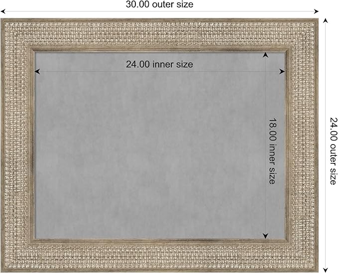 Amanti Art Silver Framed Magnetic Board 24x30 Medium Vision Board for use with Magnets, 100% Metal Sheet to Display Items as Office Decor or for Home Organization in mudroom, Kitchen or Kids Room