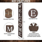 Tall Outdoor Welcome Sign for Front Door, 6ft Brown Welcome Sign,Rustic Tall Welcome Sign for Front Porch Decor, Farmhouse Welcome Porch Sign Wood Vertical Decor, Fall Porch Decor for The Home