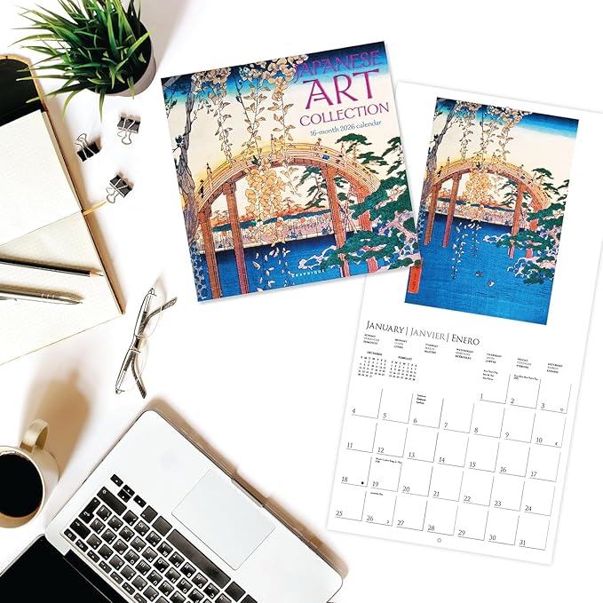 Graphique 2026 Japanese Art Collection Wall Calendar | 12” x 12” | Thick Paper | Home & Office Organizer | Large Monthly Grid | 3 Languages & Marked Holidays | 4 Month Preview Page for 2027