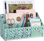 DINGTAI Modern Countertop Organizer, Desk Accessories - Organizer for Bills, Letters, Papers - Mail Sorter, Pencil Holder (Blue)