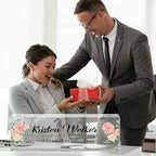 SalaGraphics Desk Name Plate Personalized, Custom for Desk, Office Decor Women Men, Acrylic Accessories, Gifts Coworkers Boss Teacher, Employee Appreciation (Flowers C),8''(L)x2.5(W)