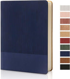 TSFPapier Lined Journal Notebook for Work College Ruled Note Book 5.79"x8.27" A5 PU Leather Daily Journaling 216 Pages for Women Men Writing Home School Supplies Business (Dark Blue)