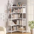 5 Tier Corner Bookshelf, Reversible Corner Shelf, Industrial Wooden Display Book Shelf Stand, L-Shaped Etagere Bookcase with Storage Shelves and Metal Frame for Living Room, Bedroom, Home Office