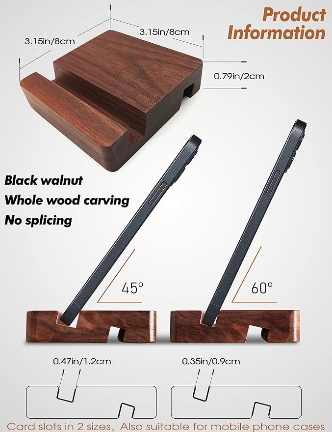 WODTILIFE Cute Owl Pen Holder for desk and walnut Phone Stand, Fun ebony pencil holder, magnetic rotating eyes, Single solid wood hollow design, for Office accessories School Home and Holiday Gifts.