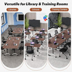 Goakwwuz Conference Room Table, Folding Conference Tables,Thicken Grey Tabletop,Flip Top Wooden Seminar Meeting Room Table for Conference Room Offices (2, Walnut, 61.0“)
