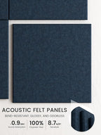 Bumusty Large Cork Board Alternative-36 x24 Felt Bulletin Board Tiles, with 30 Pushpins, 40 Adhesive Tabs, 6-Pack Slat Wall Paneling, Cork Boards for Office Push Pin Board Felt Board-Navy