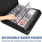 Sibonic 9 Pocket TopLoader Binder, Holds 360 3”x4” Toploader Hard Cases, Sleeves Card Collection Binder, 20 Double Sided Pages, Compatible with Trading & Sports Holder - Blue
