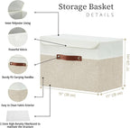 DECOMOMO Fabric Storage Bins with Lid, Storage Baskets for Shelves (Beige and White, 3 Pack)