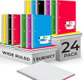 Rosmonde Spiral Notebooks, 24 Pack, 1 Subject Notebook, Wide Ruled, 70 Sheets, 8 x 10-1/2", 3 Hole Punched, School Supplies, Bulk Single Subject Spiral Notebook Bulk, Assorted Colors Pack of Notebooks