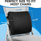 Lumbar Support Pillow for Office Chair, College Dorm Room Essentials, Memory Foam, Lower Back Support for Car, Back Pain Relief, Back Cushion for Chair with Adjustable Strap and Mesh Washable Cover