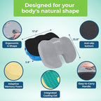 LuminaRest® Gel Enhanced Seat Cushion for Long Sitting | Premium CertiPUR-US® Certified Memory Foam | Non-Flattening Office Chair Cushion for Tailbone Pain Relief, Sciatica & Back Support (Gray)
