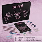 Disney Stitch Stationery Supplies Set Notebook Pencil Case & Ballpoint Pens or Notepad Coloring Pencils & Accessories for Home or Office
