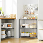 3 Tier Storage Shelves Metal Shelving Unit,Adjustable Wire Rack Pantry Kitchen Shelves,Small Shelf Wire Shelving for Laundry Office Bedroom Dorm Bathroom Closet 24" W x 30" H x 14" D Black Shelves