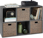 Best Choice Products 6-Cube Storage Organizer, 13.5in Shelf Opening, Bookcase, Display Shelf, Customizable w/ 3 Removable Back Panels – Dark Gray