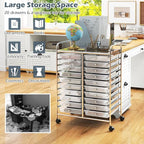 Happygrill 20-Drawer Organizer Cart Tools, Mobile Utility Storage Cart with Removable Drawers & Lockable Wheels, Rolling Storage Cart with wheels for Home Office School(White)