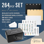 OFFILICIOUS Business Card Organizer 3x5 - Premium Index Card Holder Box for Flashcards, Notecards, Recipes - Recipe Box with Cards & Dividers, Labels, Stickers