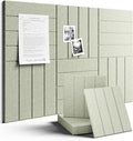 Fluxynara Felt Bulletin Board Tiles Large 36" x 24" Cork Board Alternative-6 Pack with 40 Adhesive Tabs, Thick Slat Wall Panels for Office Decor, Push Pin Board Wall Organizer Alternative - Sage