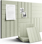 Fluxynara Felt Bulletin Board Tiles Large 36" x 24" Cork Board Alternative-6 Pack with 40 Adhesive Tabs, Thick Slat Wall Panels for Office Decor, Push Pin Board Wall Organizer Alternative - Sage