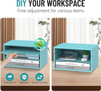 SHARKWOODS Wood Desk Organizer, 3 Tier Paper Tray Organizer for Desk with Adjustable Storage Shelves, Desktop File Organization Paper Sorter Mail Holder for Office Home Classroom, Blue