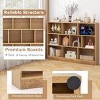 Tangkula 10-Cube Bookshelf, 55”L Floor Bookcase with 2 Anti-Tipping Kits, Freestanding Storage Organizer, 4-Tier Display Shelf for Home, Office & Dorms, Natural/White (Natural, 10-Cube-Large)