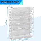 GDINDINFAN Wall File Organizer Holder Mesh Hanging Paper Document Holder, Vertical 6 Pocket Tier for Office Home, Silver