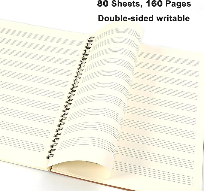 MoHern Blank Sheet Music Notebook, 160 Pages Composition Staff Paper Notebook, Manuscript Paper Notebook, 10 Staves (Music clef notebook)