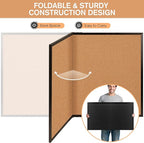Board2by Extra Large Cork Bulletin Board 72" X 48", Foldable Notice Pin Board for Wall, Black Wood Framed 6'x4' Corkboard, Wall Mounted Noticeboard with 32 Push Pins for School, Home & Office