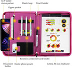 ProCase Portfolio Business Padfolio Folder with Zipper, Conference Meeting Executive File Legal Document Organizer with Pockets Letter Size A4 Writing Pad Notepad Padfolio -Magenta