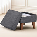 FAGAGA Small Footstool Ottoman with Storage, Ottoman Foot Rest, Modern Foot Stool with Adjustable Lid and Sturdy Wood Legs for Living Room, Bedroom, Couch, Enterway, Light Gray