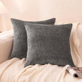 Amazon Basics Chenille Throw Pillow Covers, Home Decor Cushion Cover for Bedroom Living Room Couch Bed, 16" W × 16" L, Dark Gray