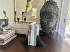 Fox Run 100% Natural Polished Marble Bookends, Black, Set of 2, Angled