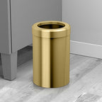 Gatco 1910B Modern Round Wastebasket, Brushed Brass- Stainless Steel Trash Can with Removable Lid, Leakproof, 3 Gallon Capacity for Bathroom, Bedroom, Kitchen, or Office