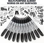 Buecs Permanent Markers, 200 Count Black Permanent Markers, Fine Point, Waterproof & Smear Proof Markers, Quick Drying, Office Supplies for School, Office, Home