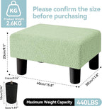 BRIAN & DANY Small Foot Stool Ottoman, Footstool with Legs, Teddy Velvet Foot Rest for Living Room, Bedroom and Office, Green