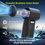 OVVGO Electric Compressed Air Duster, 300,000RPM Cordless Air Blower for Dust Removal, Duster/Vacuum 2-in-1 with 10 Speeds, 20000mAh Rechargeable & 5 Nozzles Dust Blower for PC, Keyboard, Car, Outdoor