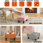 BRIAN & DANY Small Foot Stool, Linen Foot Stools with Legs, Stable Small Footstool for Living Room, Light Gray