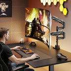 ARES WING Vertical Dual Monitor Mount - 24-57" Aluminum Heavy Duty Monitor Arms for 2 Monitors, Fully Adjustable Gas Spring Stacked Monitor Stand with 75/100/200 Vesa Mount, Black