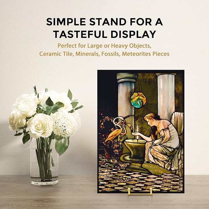 TR-LIFE 14 Inch Gold Metal Plate Stand (2 Pack) - Heavy Duty Display Easel for Large Plates, Frames, Platters and Art