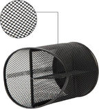 Delifox 2 Pack Pen Holder Mesh Round Pencil Holder Desktop Organizer 3 Compartments, Black