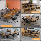 Folding Conference Table 4ft 5ft, Foldable Office Meeting Desk for 6 People, Multiple Sizes Colors Mobile Conference Room Table for Training Room School Business Furniture (6, Brown, 47in)