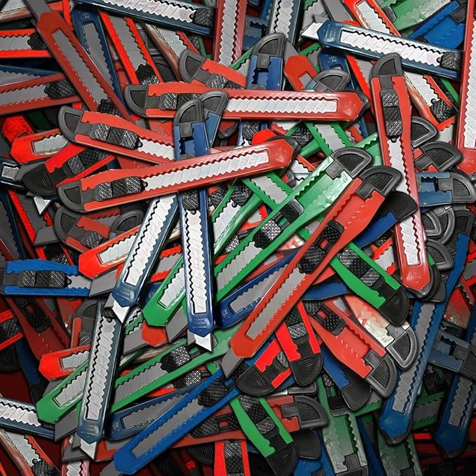 Online Best Service Utility Knife Box Cutter Retractable Blade Snap off Razor Knife with Safety lock 5" Wholesale lot (24 Pack)