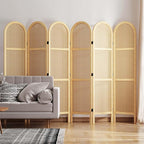 Svimi Room Dividers and Folding Privacy Screens, 5.6 Ft Double Hinged Rattan Partition Freestanding Wall Room Divider for Home - 6 Panels (Natural)